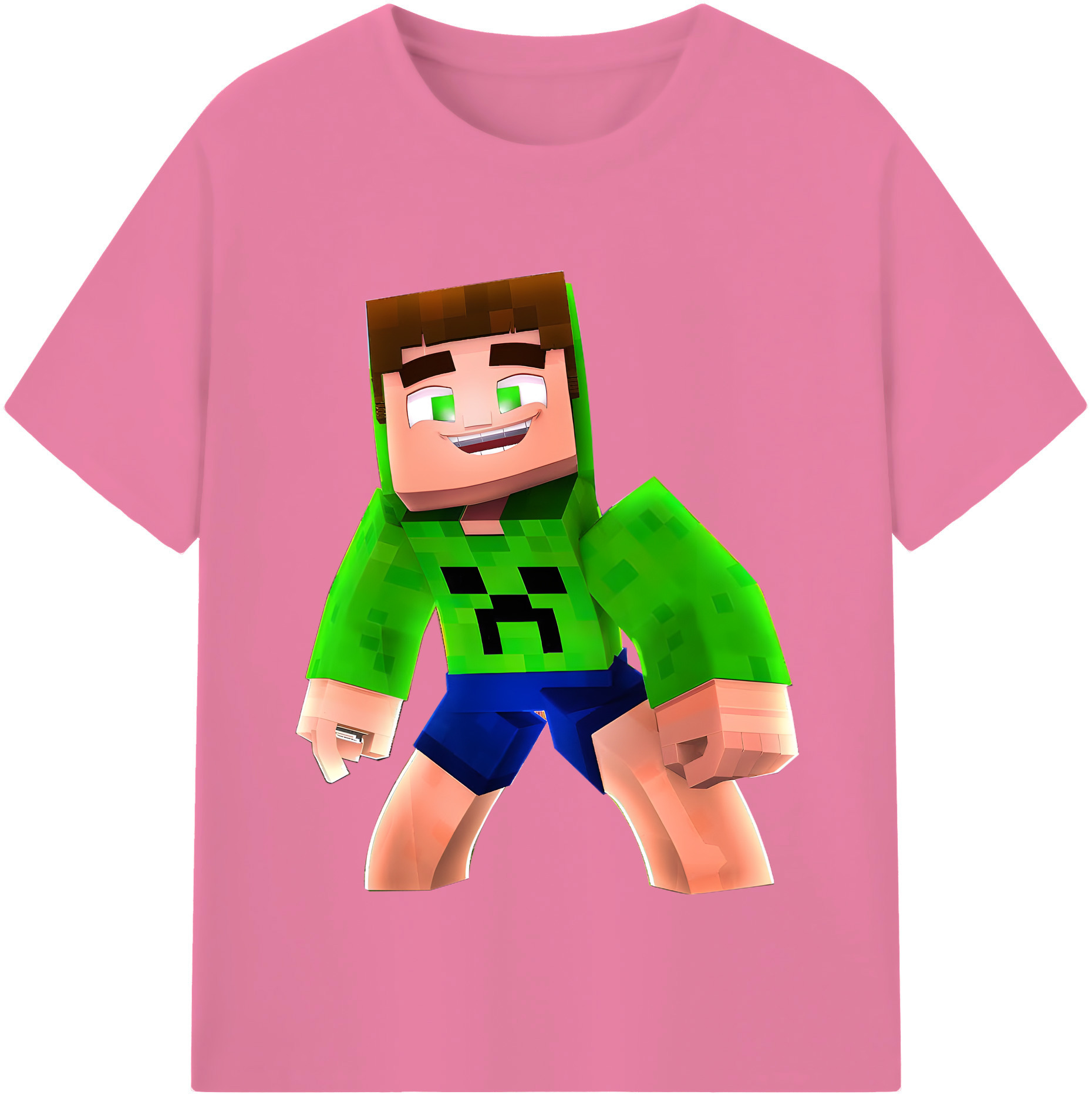 （画像用） マインクラフト ブロックの世界 Minecraft MC Block world 綿100％半袖Tシャツ（フロントプリント）